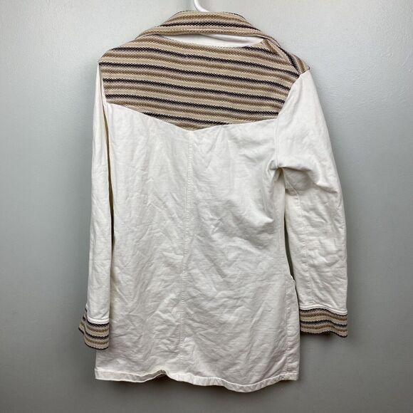 Prana Womens Large L Fleece Lined Rowen Jacket Off White Midweight Cotton Button - Picture 2 of 13